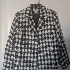 Women's Black and White Houndstooth Jacket